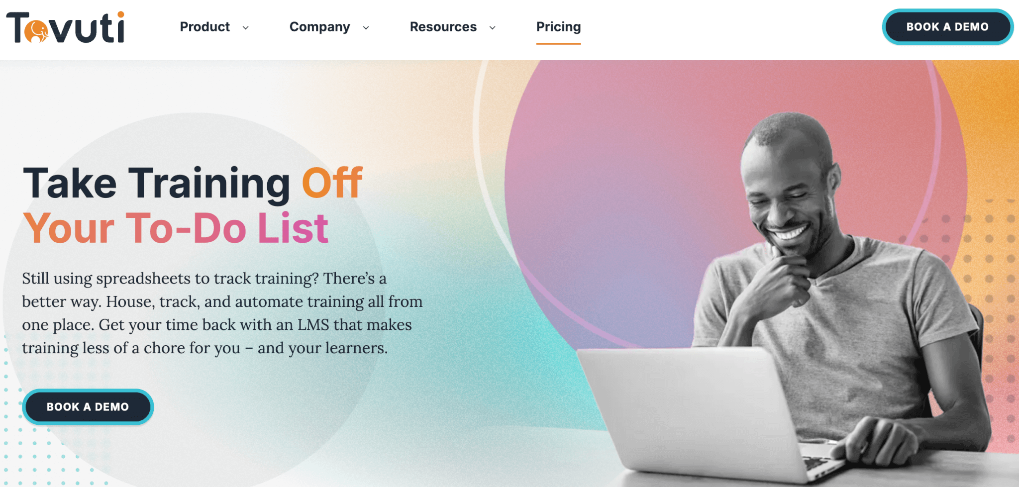 an image of Tovuti LMS landing page showing screenshots from the platform